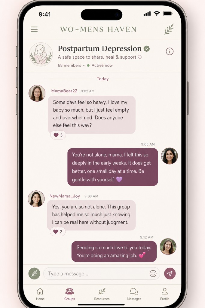 Group chat conversation interface in a support room